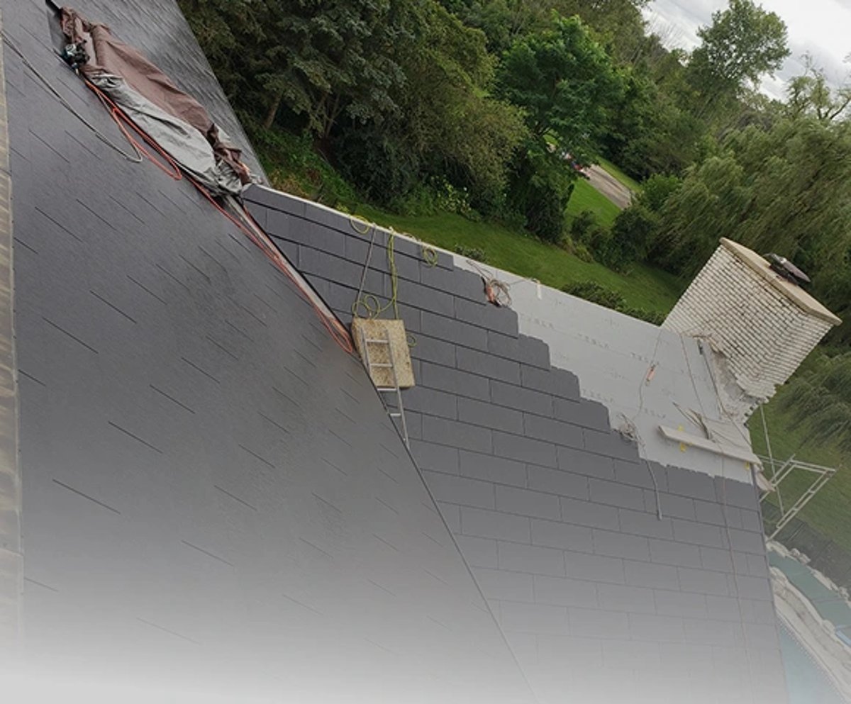 Tesla Solar Roof Project - Rooftop Being Covered