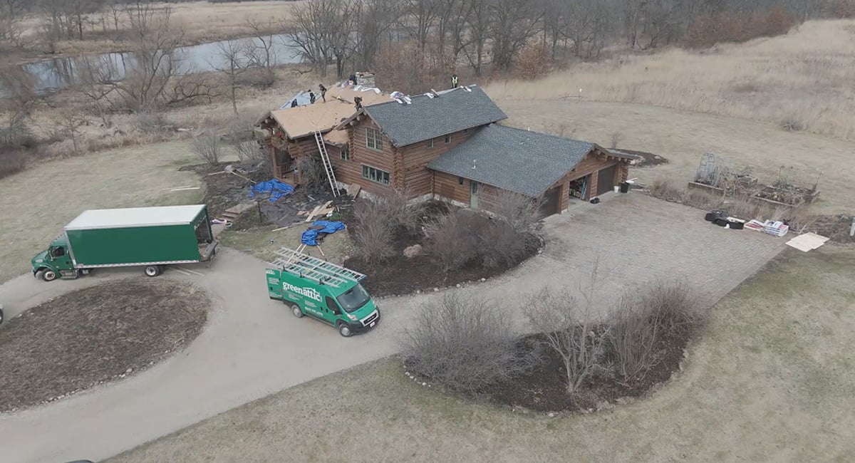 Drone Roof Inspection with Green Attic Roofing